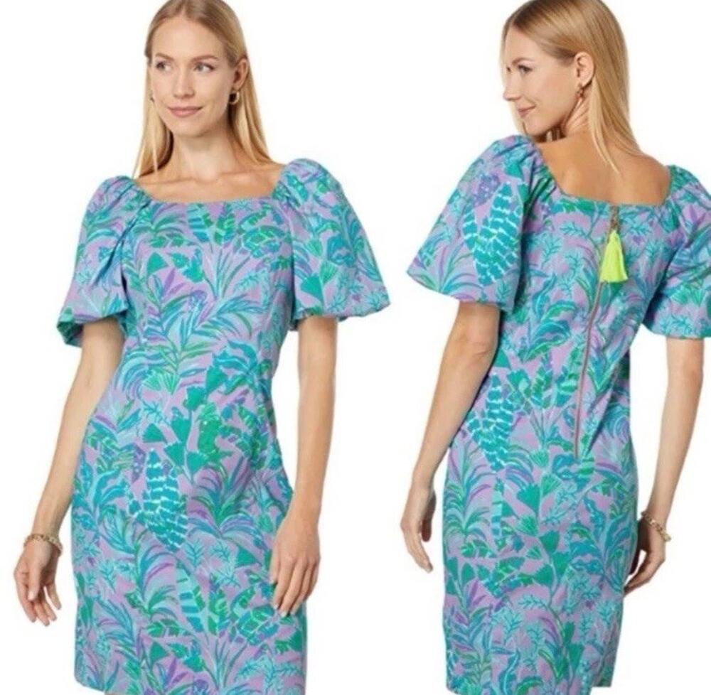 Lilly Pulitzer Lettie Short Sleeve Dress Purple Iris On the Chase Size 10 EUC